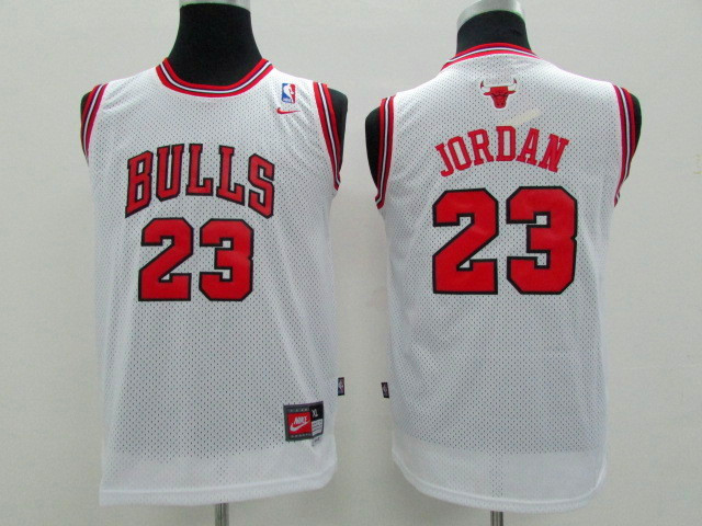 NBA Youth Chicago Bulls 23 Michael Jordan White Game Nike Jerseys